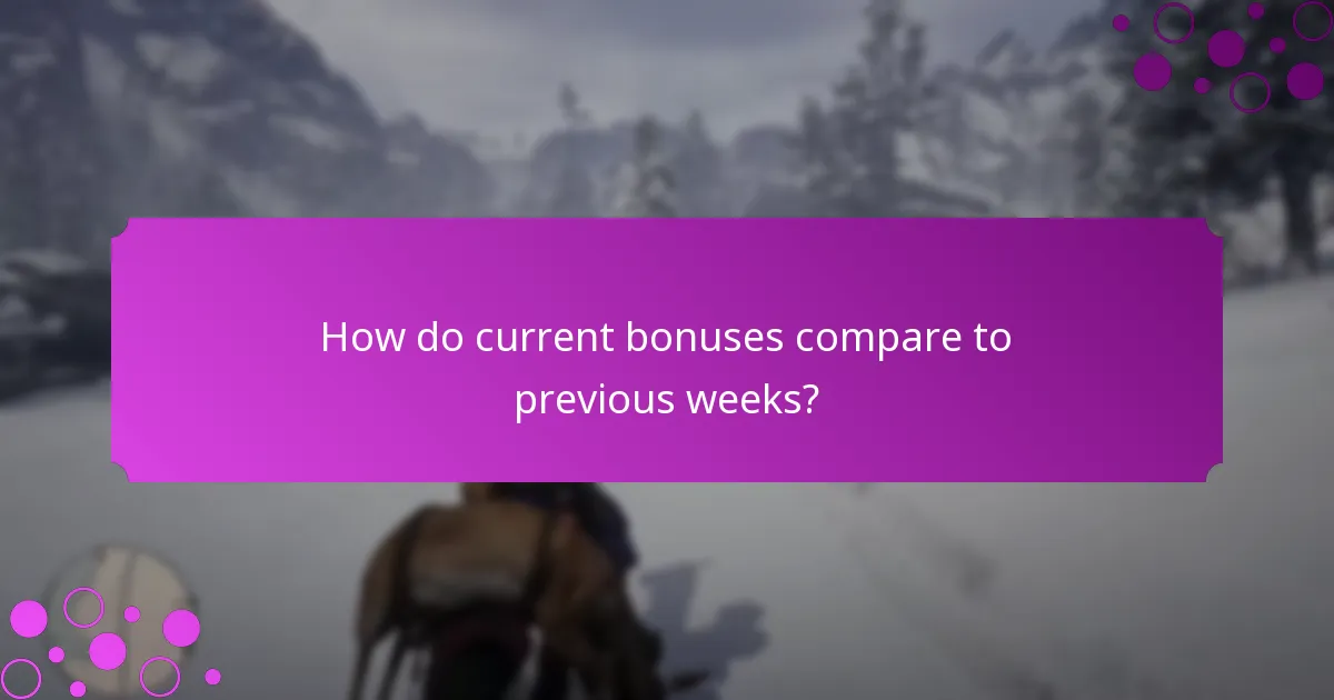 How do current bonuses compare to previous weeks?